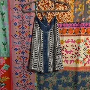 Maurices Boho Navy and White Festival Geometric Camisole Size Small